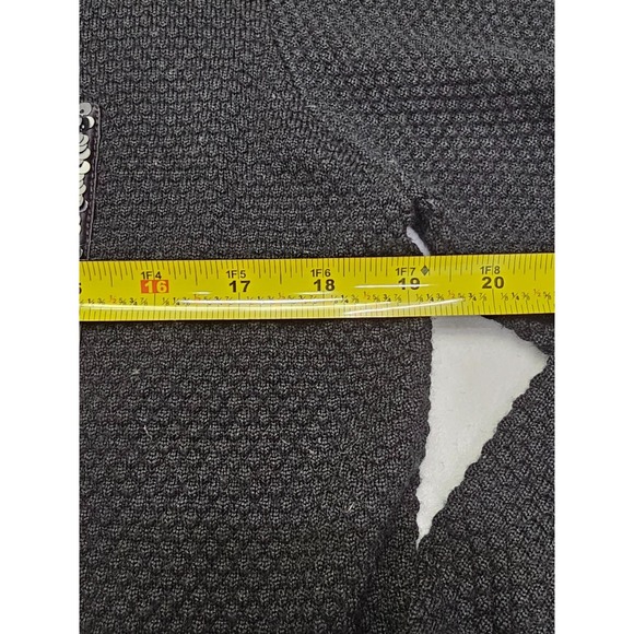 RED P G Black Textured Sweater Sequin Front Square Neck Long Sleeve Size L - Picture 4 of 7